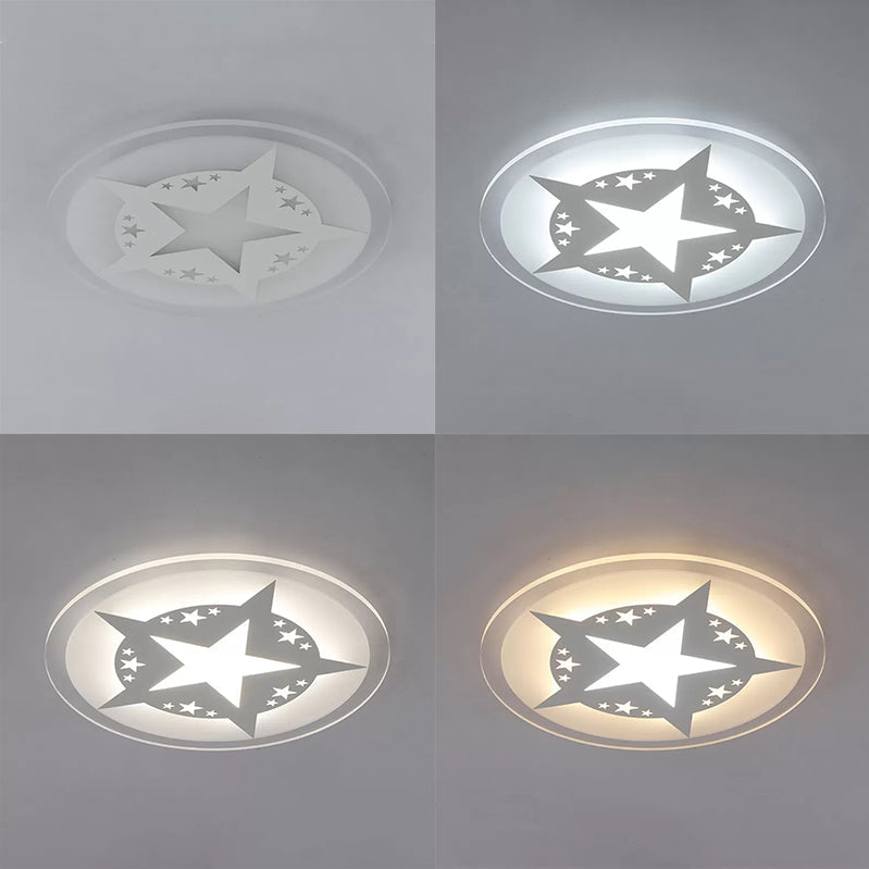 Contemporary Star Acrylic Ceiling Lamp - Circle Living Room Light in White