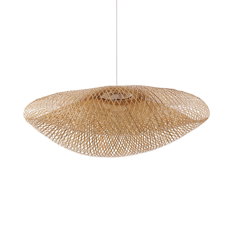 Plafonnier en bois de bambou fait main avec suspension pour une touche traditionnelle - 1 ampoule