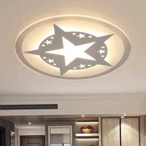 Contemporary Star Acrylic Ceiling Lamp - Circle Living Room Light in White