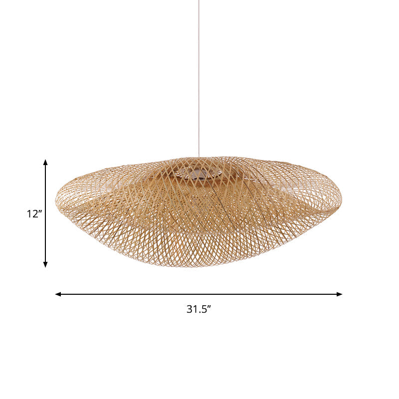 Plafonnier en bois de bambou fait main avec suspension pour une touche traditionnelle - 1 ampoule