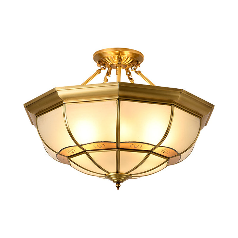 Vintage Brass Ceiling Light - 6 Lights, Semi Flush Mount for Living Room