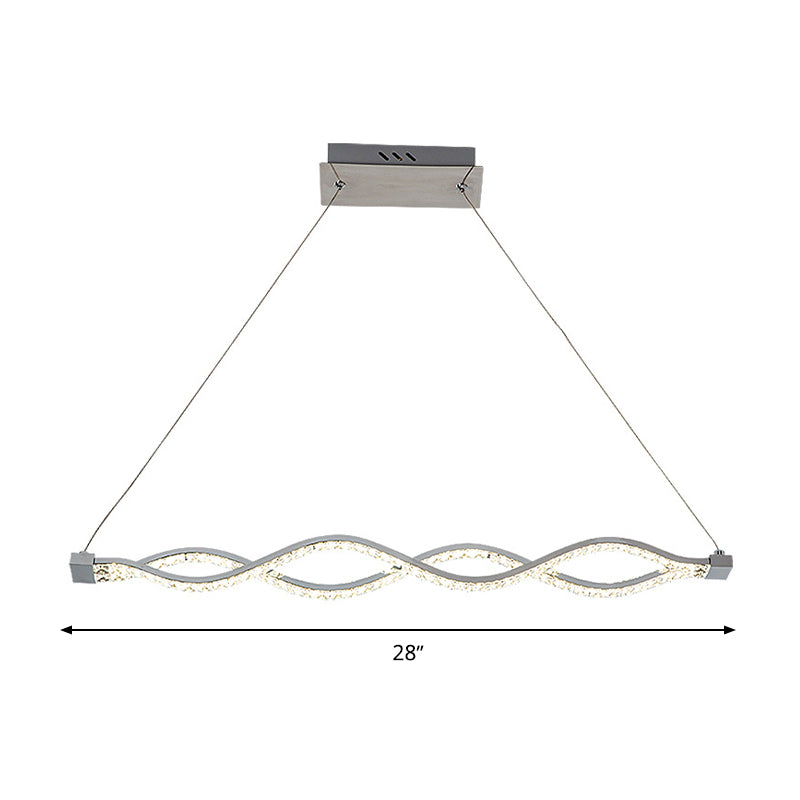 Modern LED Silver Crystal Twist Pendant Chandelier - Dining Room Lighting Fixture