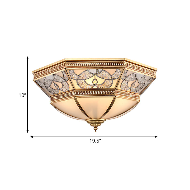 Lampe encastrée classique en verre dépoli avec design bombé - Finition laiton, 4 lumières