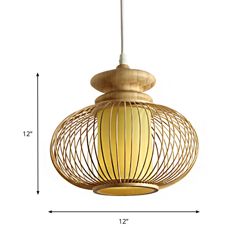 Luminaire suspendu en forme d'urne en bambou noir/bois pour chambre à coucher - 10"/12" de large