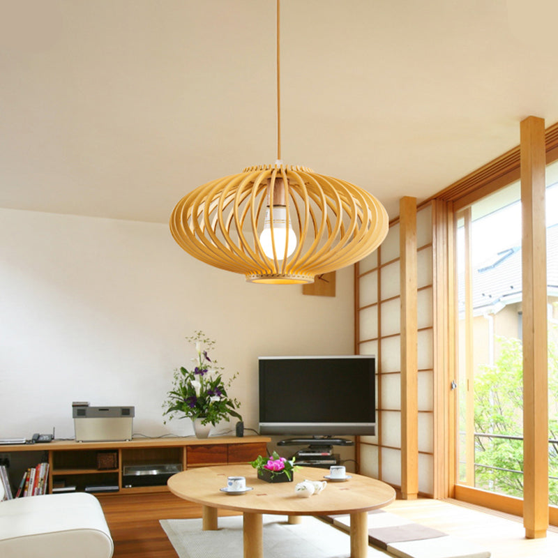 Lampe suspendue contemporaine découpée au laser - Noir/jaune, plafonnier en bois à 1 tête pour restaurants