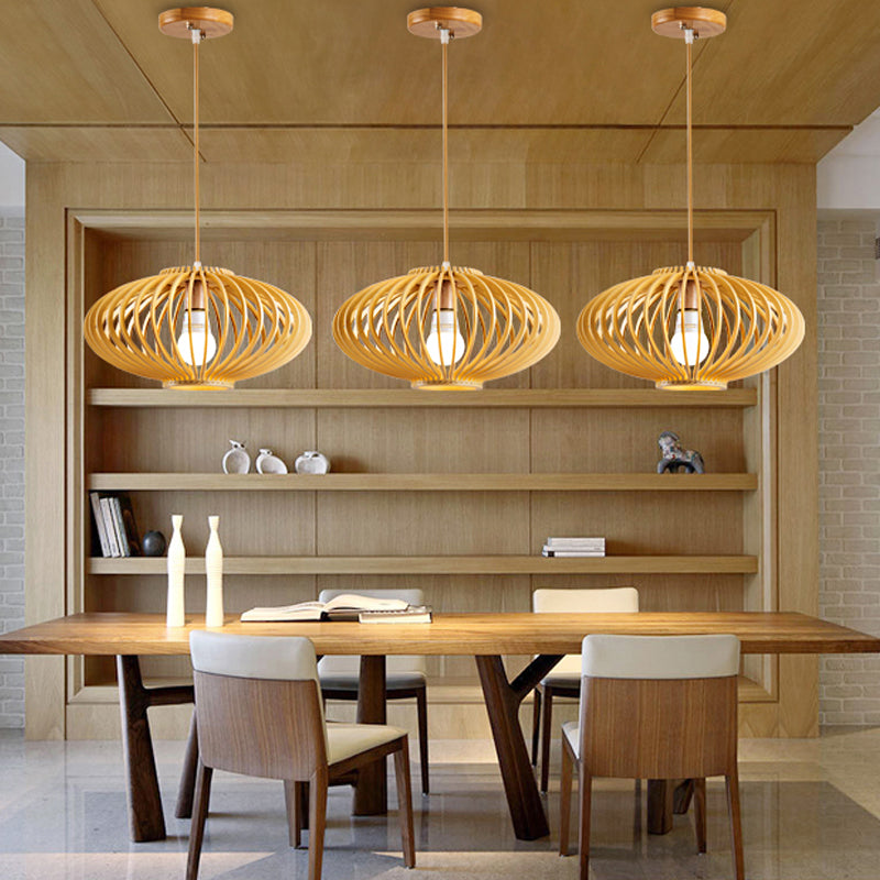 Lampe suspendue contemporaine découpée au laser - Noir/jaune, plafonnier en bois à 1 tête pour restaurants