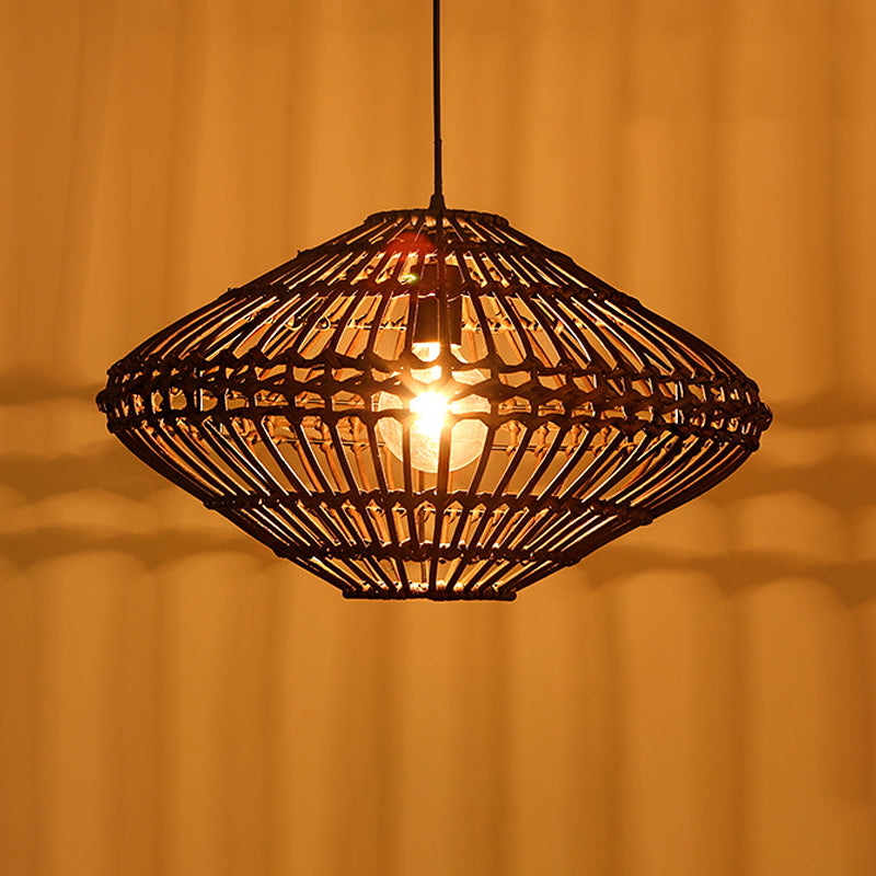 Contemporary Black/Yellow Laser Cut 1 Head Wood Pendant Light For Restaurants