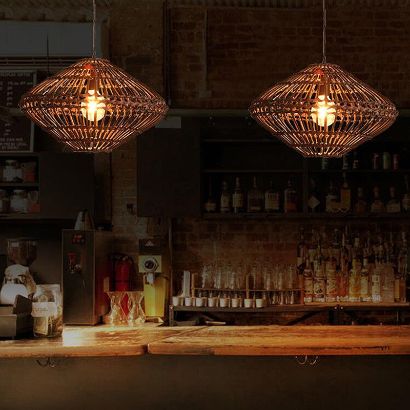 Lampe suspendue contemporaine découpée au laser - Noir/jaune, plafonnier en bois à 1 tête pour restaurants