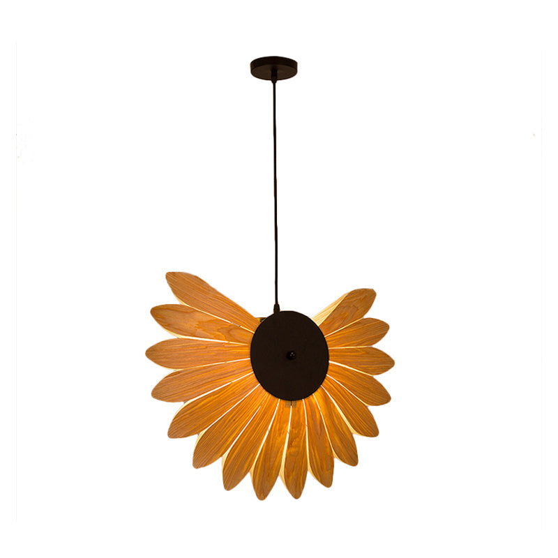 Modern Beige Sunflower Pendant Light Fixture with 1 Bulb - Perfect for Restaurants