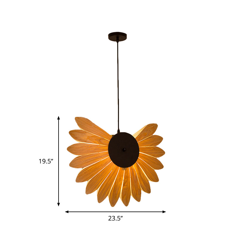 Modern Beige Sunflower Pendant Light Fixture with 1 Bulb - Perfect for Restaurants