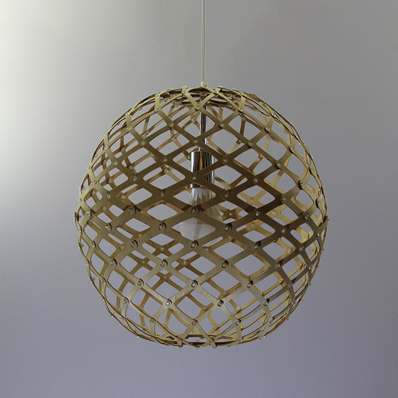Suspension cage élégante - Bois contemporain - Jaune - Lampe suspendue pour salon