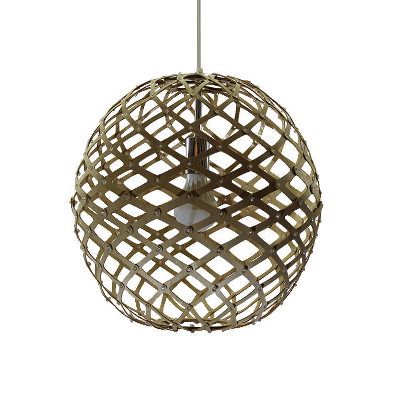 Suspension cage élégante - Bois contemporain - Jaune - Lampe suspendue pour salon