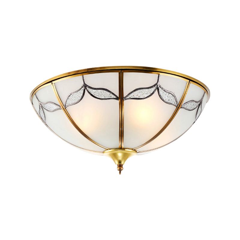 Frosted Glass Flush Ceiling Light with Traditional Design, Available in 3 Sizes and Multiple Lights, Perfect for Bedrooms - Gold