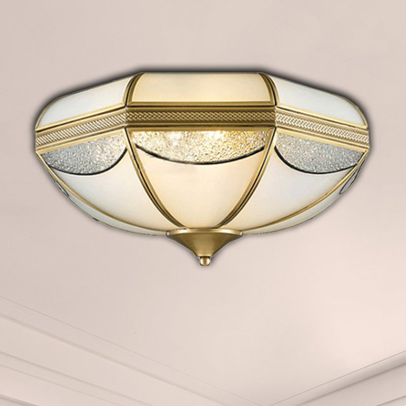 Modern Gold Flush Ceiling Light with Opal Glass and Multiple Sizes, Ideal for Bedroom - 2/3/5 Lights, 14"/18"/21.5" Wide