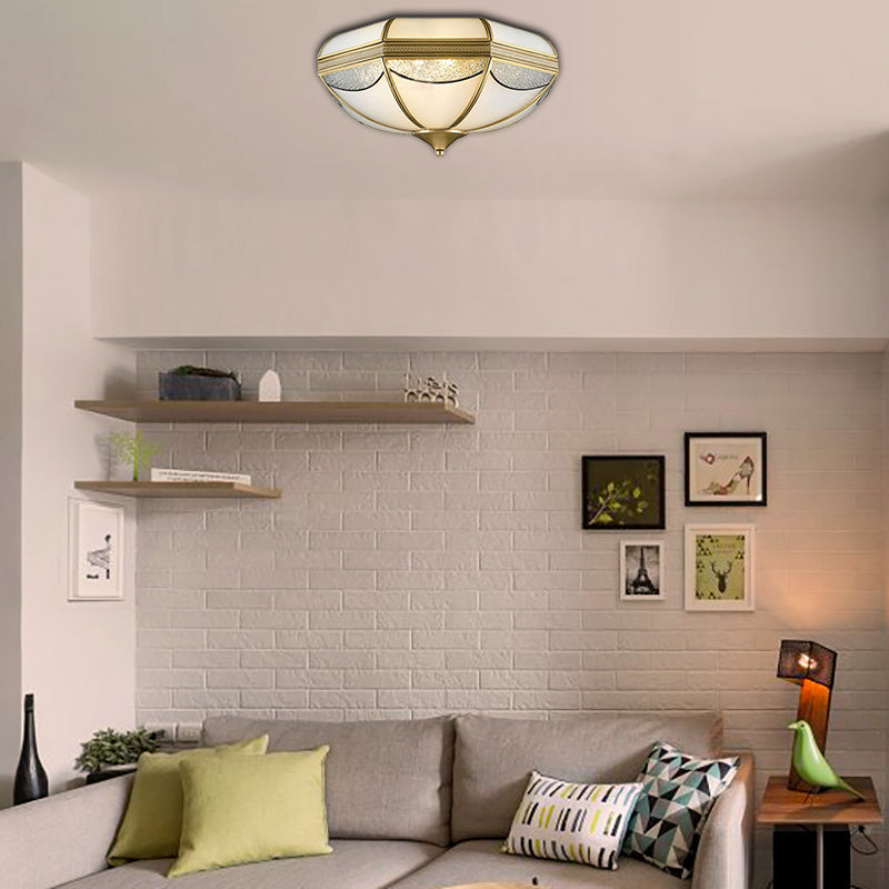 Modern Gold Flush Ceiling Light with Opal Glass and Multiple Sizes, Ideal for Bedroom - 2/3/5 Lights, 14"/18"/21.5" Wide