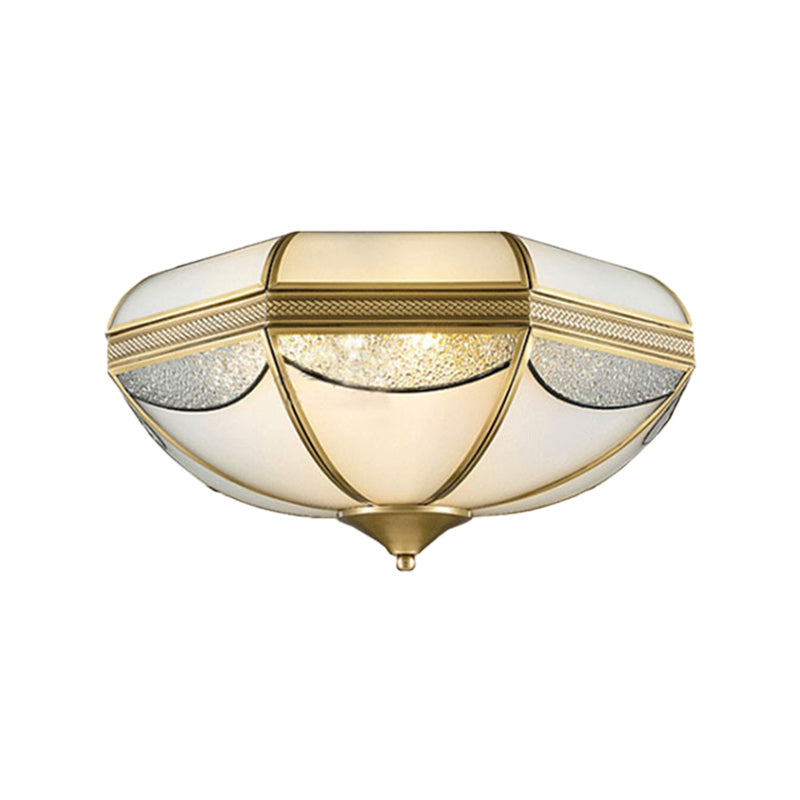 Modern Gold Flush Ceiling Light with Opal Glass and Multiple Sizes, Ideal for Bedroom - 2/3/5 Lights, 14"/18"/21.5" Wide