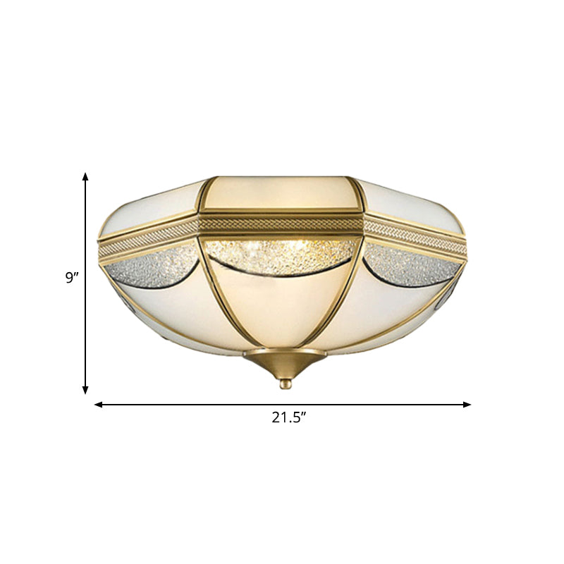 Modern Gold Flush Ceiling Light with Opal Glass and Multiple Sizes, Ideal for Bedroom - 2/3/5 Lights, 14"/18"/21.5" Wide