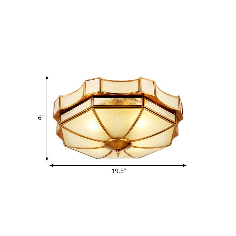 Traditional Frosted Glass Ceiling Flush Mount - Brass Finish - 14"/18"/19.5" W