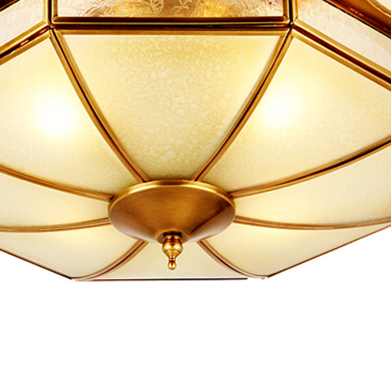 Traditional Frosted Glass Ceiling Flush Mount - Brass Finish - 14"/18"/19.5" W