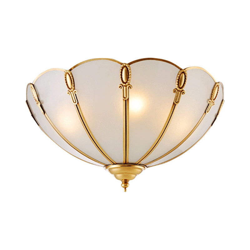 Classic Scallop Flush Mount Metal Ceiling Light Fixture in Brass for Bedroom - 17"/21" Width, 3/4 Bulbs