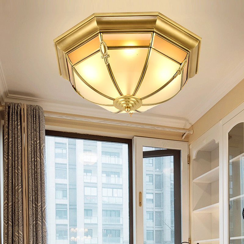 Traditional Brass Metal Dome Flush Mount Lamp - 3/4/6 Lights Ceiling Lighting for Living Room