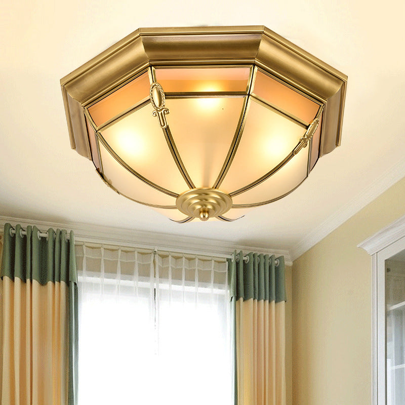 Traditional Brass Metal Dome Flush Mount Lamp - 3/4/6 Lights Ceiling Lighting for Living Room