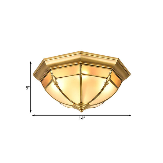 Traditional Brass Metal Dome Flush Mount Lamp - 3/4/6 Lights Ceiling Lighting For Living Room