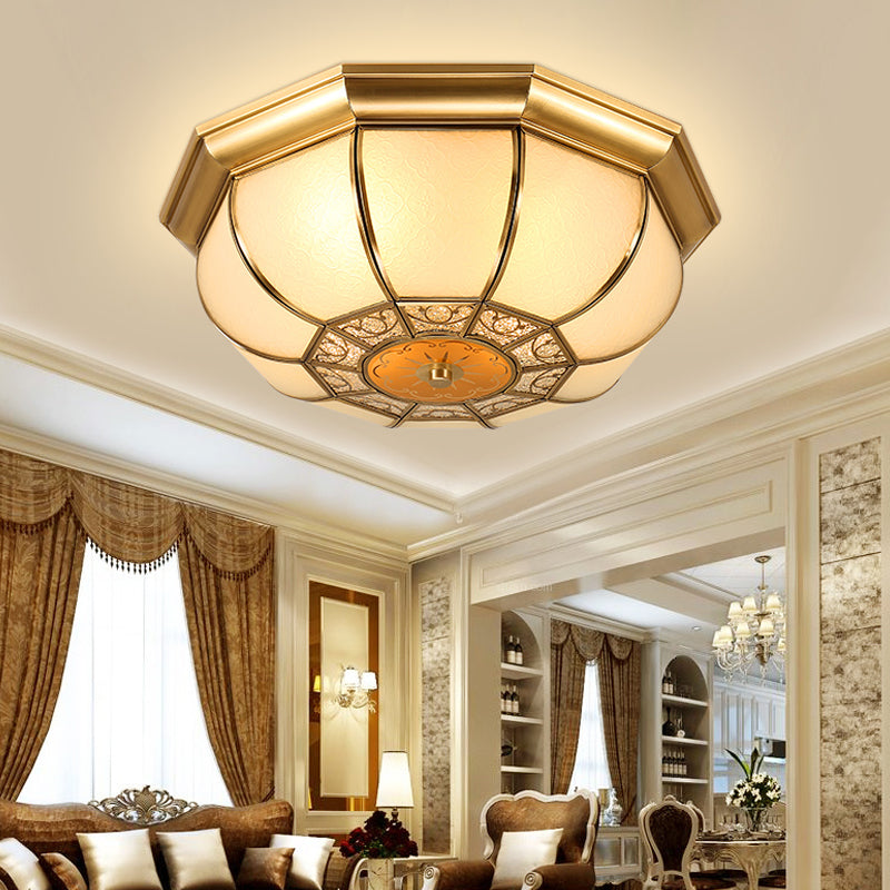 Retro Metal Brass Ceiling Mount Light Fixture - Oval Dining Room Flushmount, 3/4/6 Heads, 14"/18"/23.5" Width