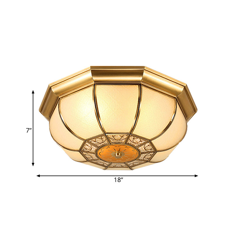 Retro Metal Brass Ceiling Mount Light Fixture - Oval Dining Room Flushmount, 3/4/6 Heads, 14"/18"/23.5" Width