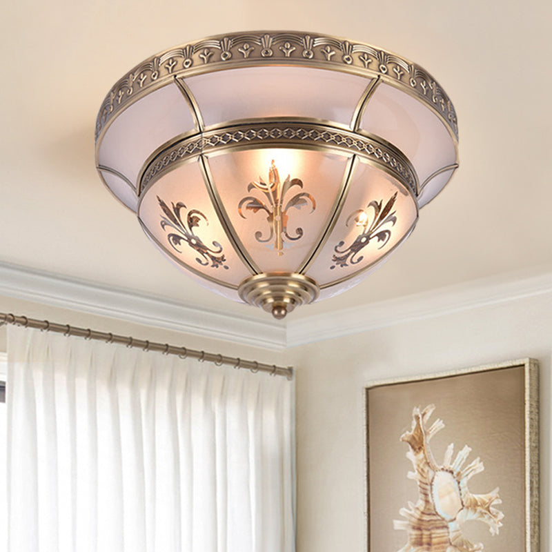 Traditional Brass Dome Flush Mount Light Fixture - 15"/18" Width and 3/4 Lights for Living Room Ceiling