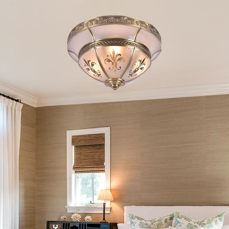 Traditional Brass Dome Flush Mount Light Fixture - 15"/18" Width and 3/4 Lights for Living Room Ceiling