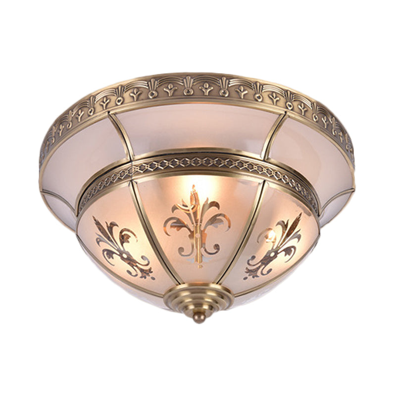 Traditional Brass Dome Flush Mount Light Fixture - 15"/18" Width and 3/4 Lights for Living Room Ceiling
