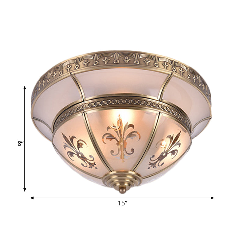 Traditional Brass Dome Flush Mount Light Fixture - 15"/18" Width and 3/4 Lights for Living Room Ceiling