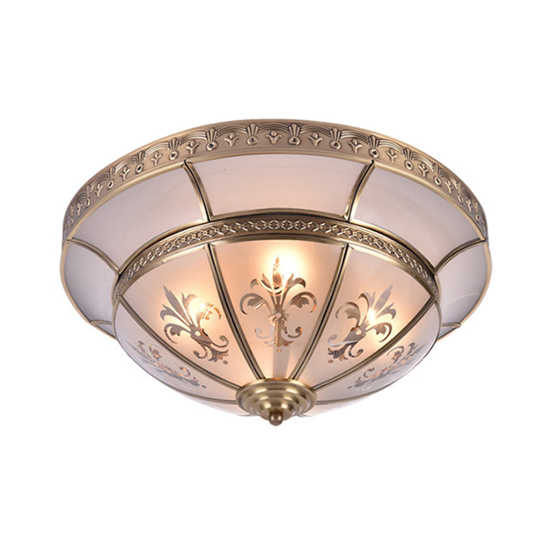 Traditional Brass Dome Flush Mount Light Fixture - 15"/18" Width and 3/4 Lights for Living Room Ceiling