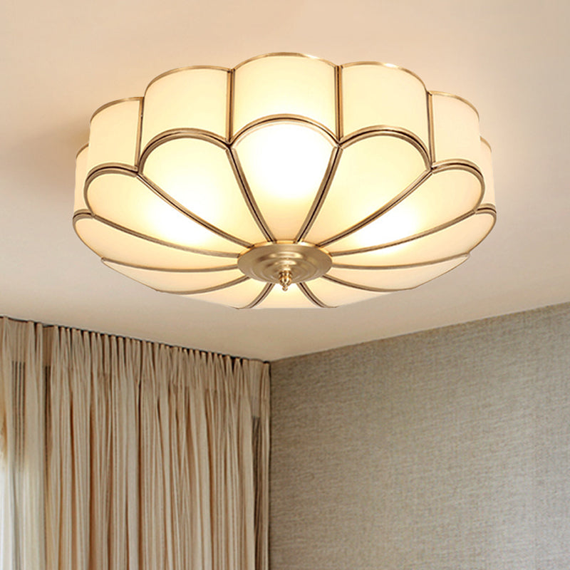 Plafonnier festonné en laiton - Luminaire encastré traditionnel en métal avec 3/4/6 têtes - Salon
