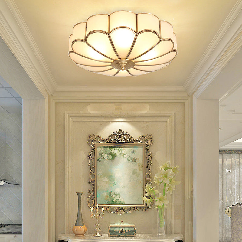 Brass Scalloped Ceiling Lighting - Traditional Metal Flush Mount Light Fixture With 3/4/6 Heads