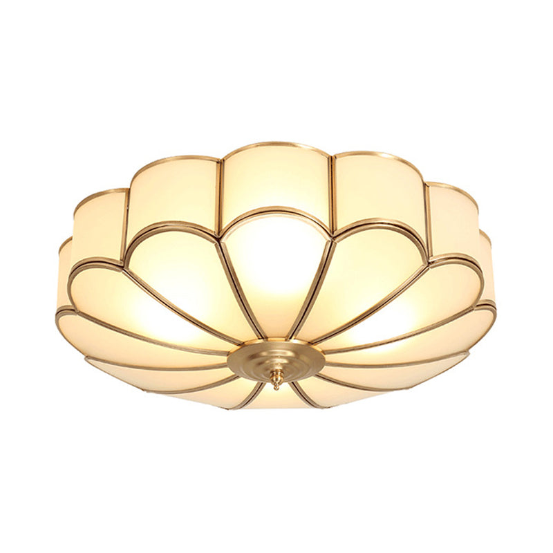Plafonnier festonné en laiton - Luminaire encastré traditionnel en métal avec 3/4/6 têtes - Salon