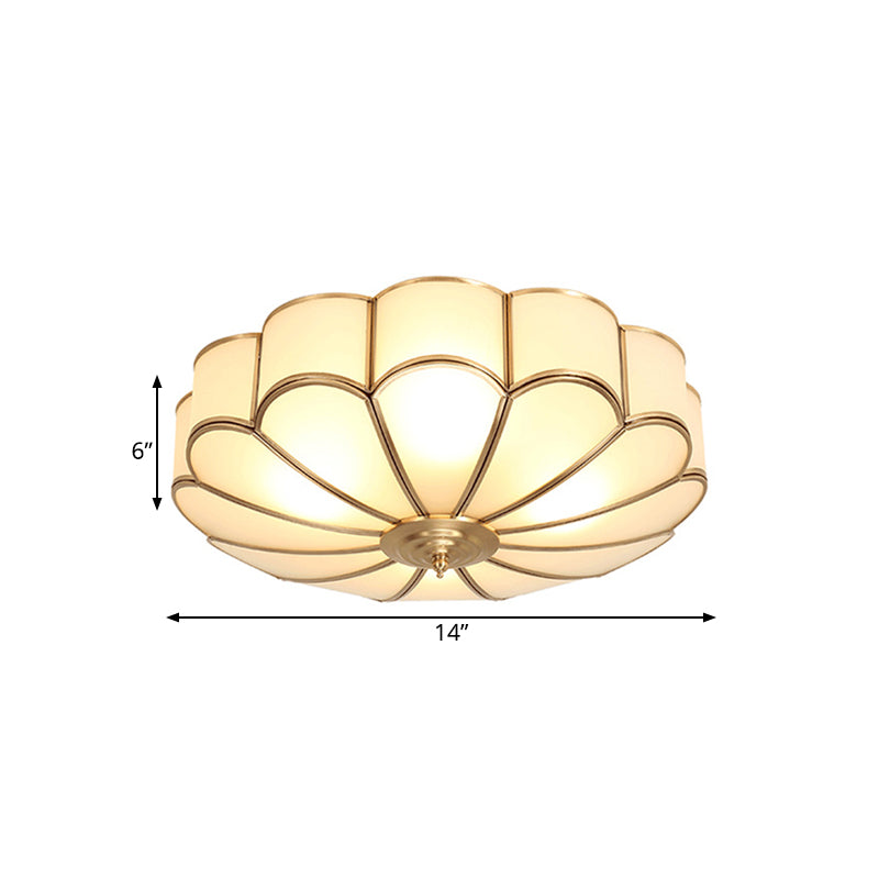 Brass Scalloped Ceiling Lighting - Traditional Metal Flush Mount Light Fixture With 3/4/6 Heads