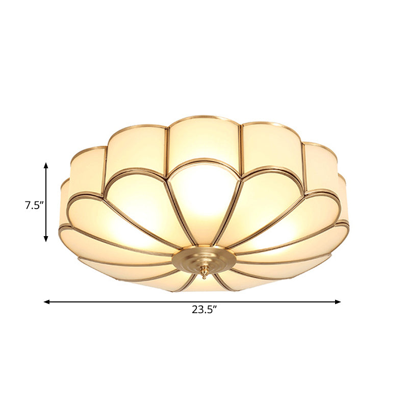 Plafonnier festonné en laiton - Luminaire encastré traditionnel en métal avec 3/4/6 têtes - Salon