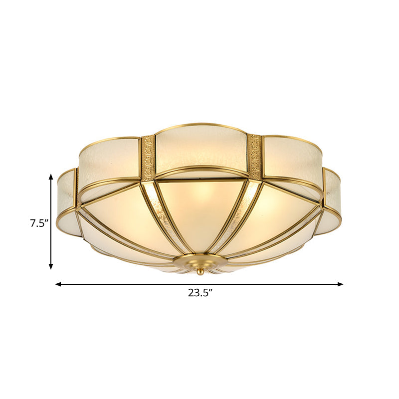 Traditional Metal Brass Flush Mount Chandelier with 3/4/6 Scalloped Heads for Living Room Ceiling - 14"/18"/23.5" Width