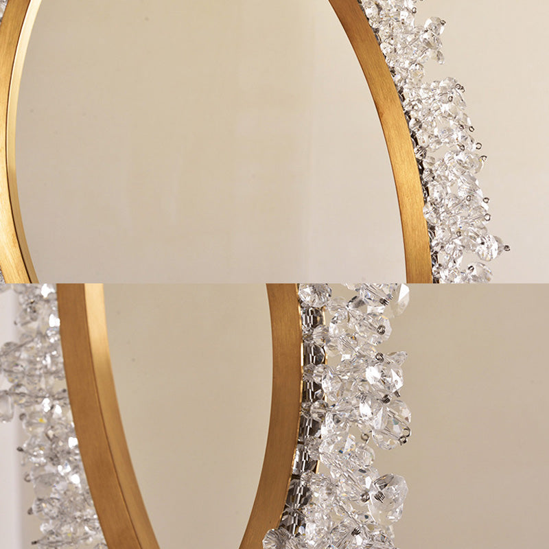 Modern Gold Loop Crystal Beaded Pendant Chandelier - Led Hanging Lamp Kit With Multiple Size Options