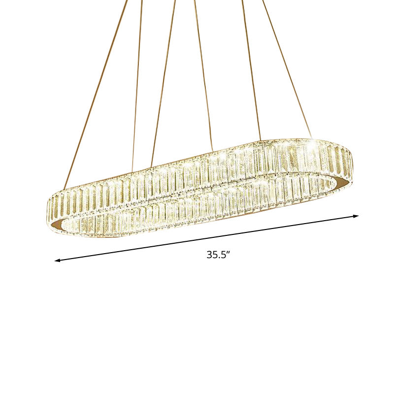 Modern Chrome Oval LED Chandelier Pendant Light - Wide 27.5"/35.5" Fixture