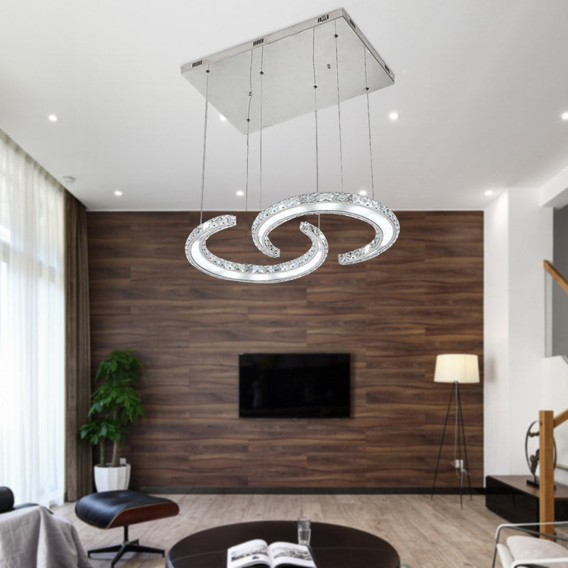 Modern C-Shape Led Crystal Chandelier In Warm/White/3 Color Light