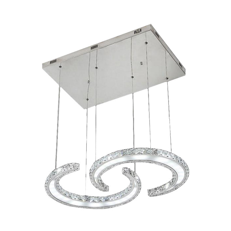 Modern C-Shape Led Crystal Chandelier In Warm/White/3 Color Light
