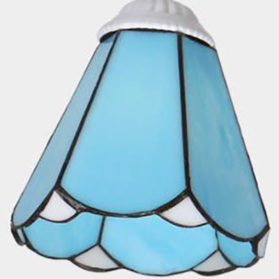 Plafonnier semi-encastré de style Tiffany : abat-jour blanc/bleu/bleu ciel à 3/5 lumières pour le salon