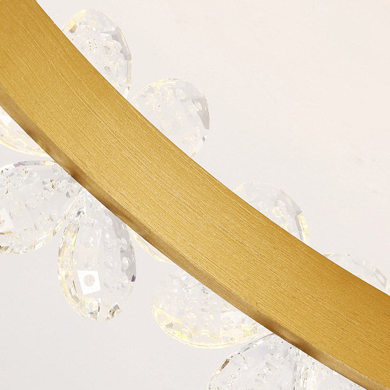 19.5/29 Petal Crystal Led Ceiling Mounted Fixture - Gold Flush Mount Lighting In Warm/White/3 Color