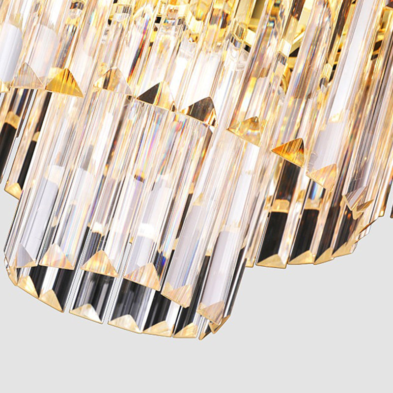 Modern Clear Faceted Crystal Tiered Hanging Light Kit with Light Blue Pendant Chandelier (5/10 Lights)