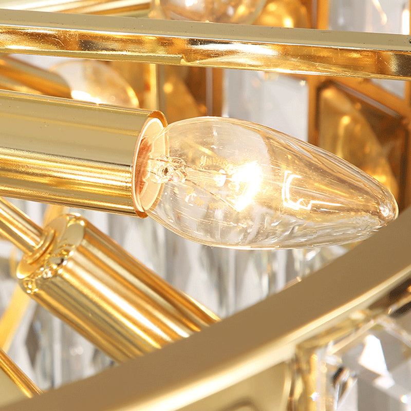 Lustre en cristal doré moderne - Luminaire suspendu ovale à 10 têtes