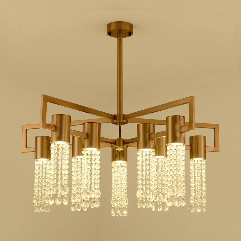 Modern 8/10 Bulb LED Gold Crystal Pendant Chandelier for Bedroom