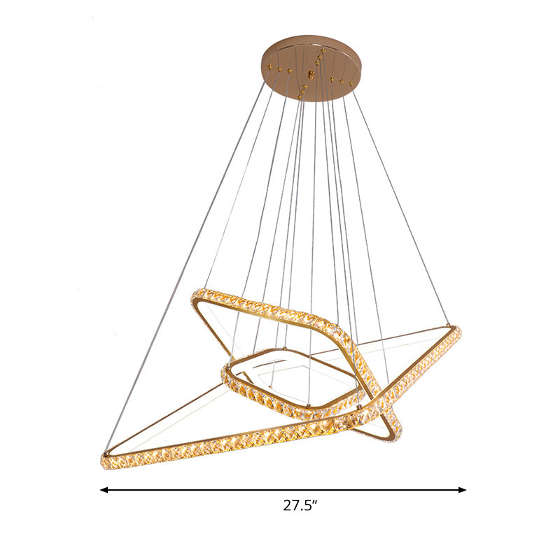 Modernism 3-Tier Gold Chandelier with Clear Crystal LED Pendant - Restaurant Lighting in 3 Colors